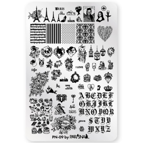 ParisNail Пластина для стемпинга PN-09 (9.5*14.5 см)